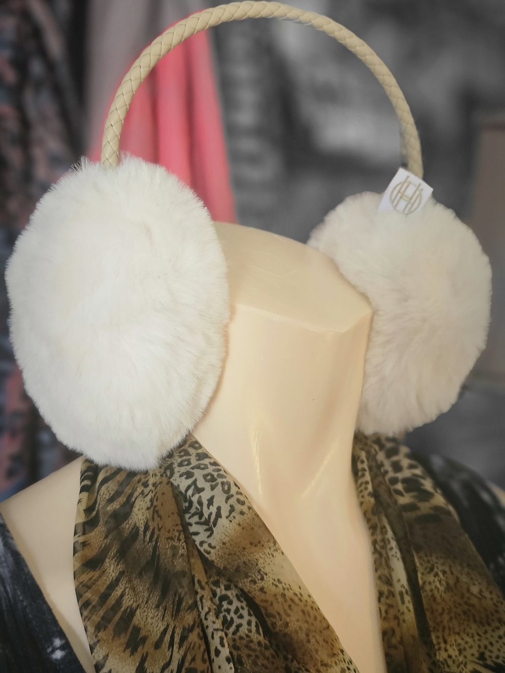 HOUSE OF HARLO 1960 Plush Cream Faux Fur Earmuffs